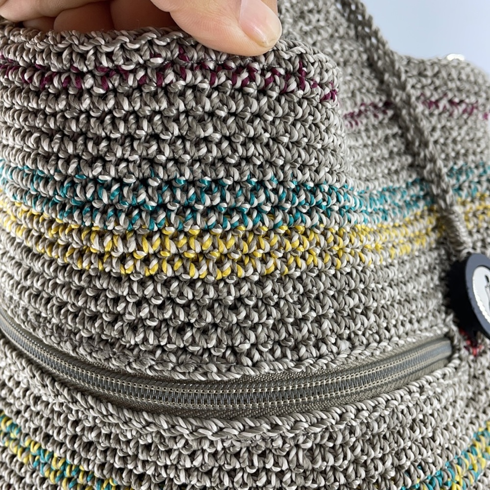 THE SAK TOTE HANDBAG MULTICOLORED CROCHET HANDCRAFTED - Picture 10 of 11
